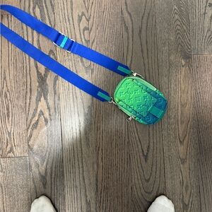 Louis Vuitton Green/Blue Taurillon Illusion Leather Double Phone Pouch Bag